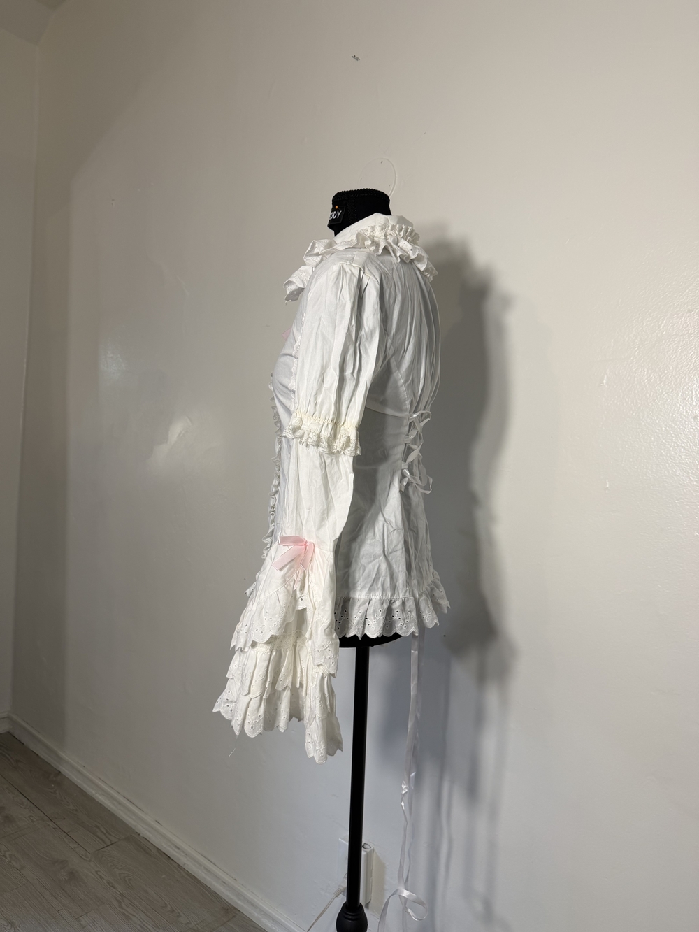 Victorian-Inspired Ruffled White Women's Blouse - Picture 8 of 14
